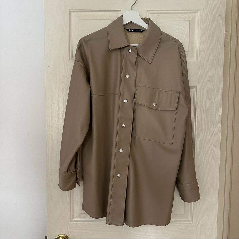 Taupe Faux Leather Jacket